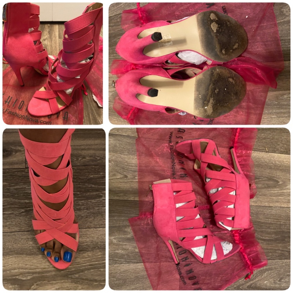 Hot Pink Strappy Stilettos